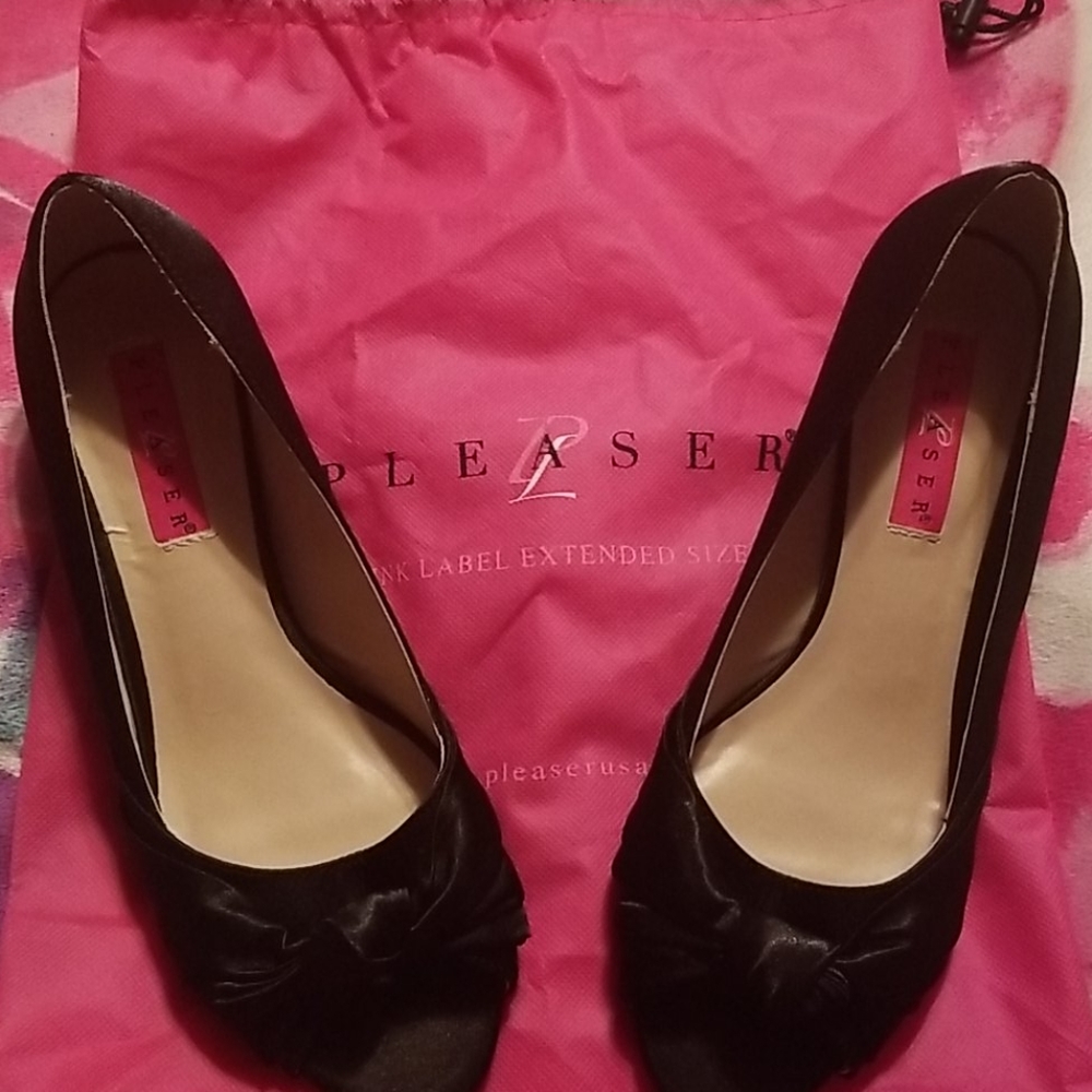 Satin open toed heels